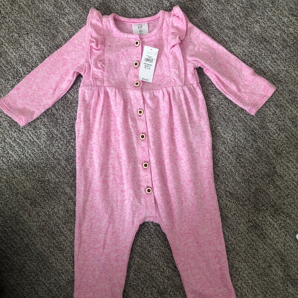 Pink button up sweater one piece